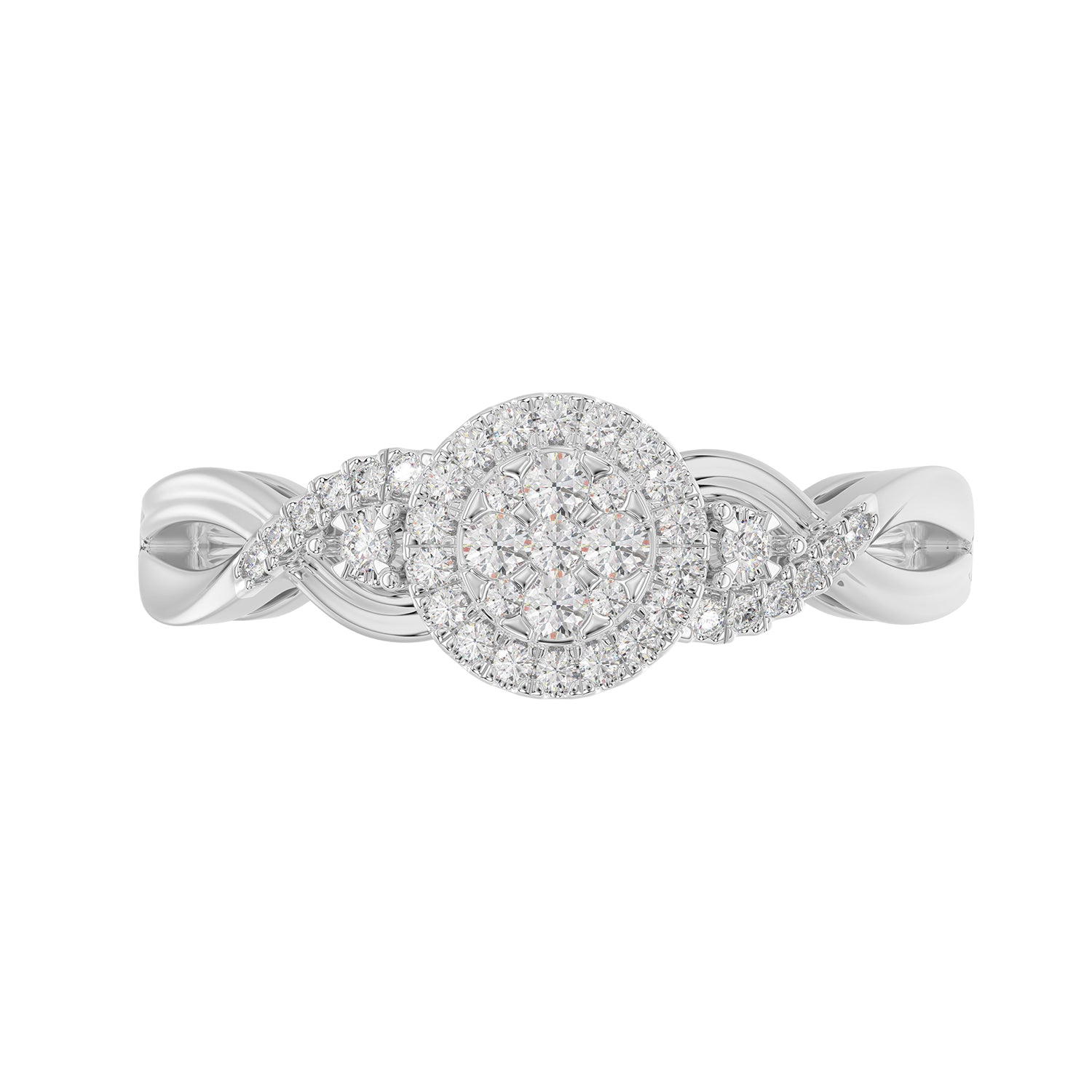 Sterling Silver 0.25Ct Round Diamond Halo Cluster Ring For Women Engagement Promise Ring Gift For Her