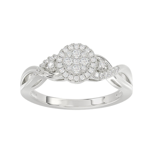 Sterling Silver 0.25Ct Round Diamond Halo Cluster Ring For Women Engagement Promise Ring Gift For Her