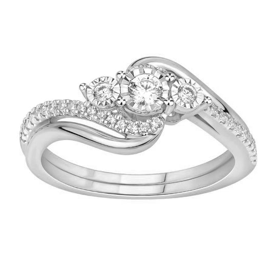 LADIES RING 0.33CT ROUND DIAMOND 10K WHITE GOLD