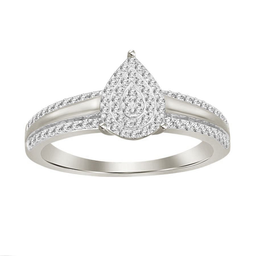 LADIES RING 0.20CT ROUND DIAMOND 10K WHITE GOLD