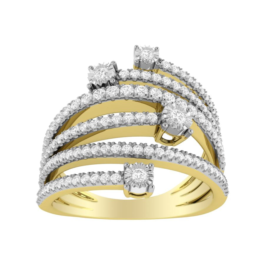 LADIES FASHION RING 0.50CT ROUND DIAMOND 10K YELLOW GOLD