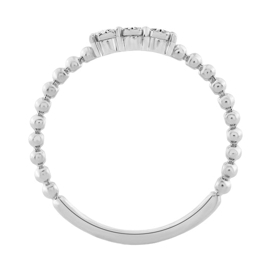 Elegant 0.07Ct Round Diamond Three Stone Ring In Sterling Silver Classic Ladies Jewelry Design