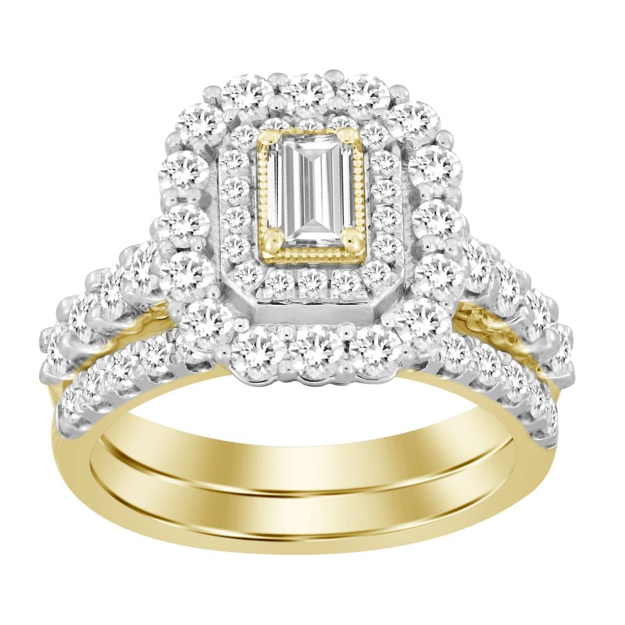 LADIES BRIDAL SET 2.00CT ROUND DIAMOND 14K YELLOW GOLD