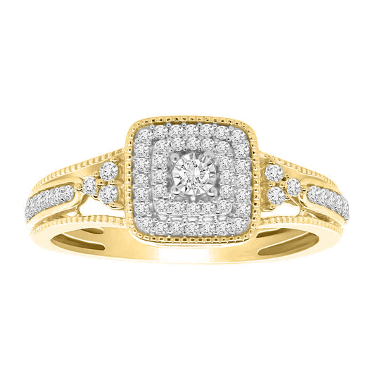 LADIES RING 0.25CT ROUND DIAMOND 10K WHITE GOLD