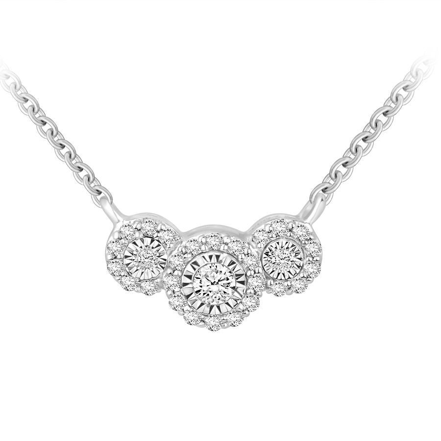 LADIES NECKLACE 0.15CT ROUND DIAMOND 10K WHITE GOLD