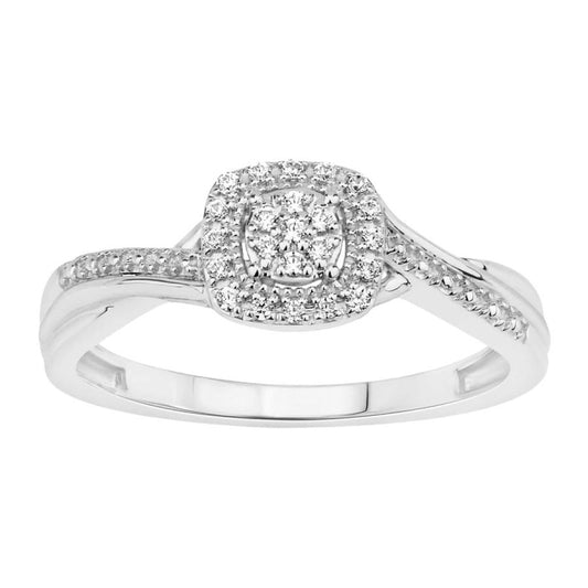 Sterling Silver 0.10Ct Round Diamond Halo Cluster Ring For Women Engagement Promise Ring Gift For Her