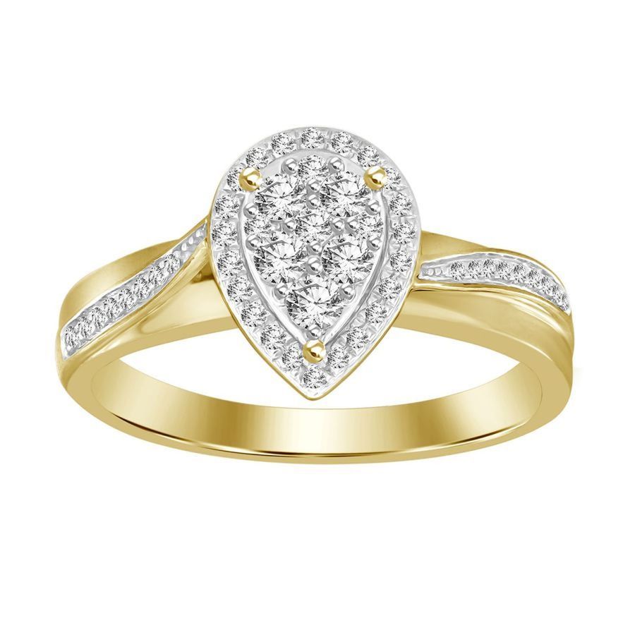 LADIES RING 0.25CT ROUND DIAMOND 10K YELLOW GOLD