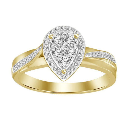 LADIES RING 0.25CT ROUND DIAMOND 10K YELLOW GOLD