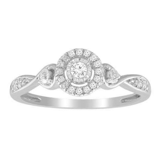 LADIES RING 0.15CT ROUND DIAMOND 10K WHITE GOLD