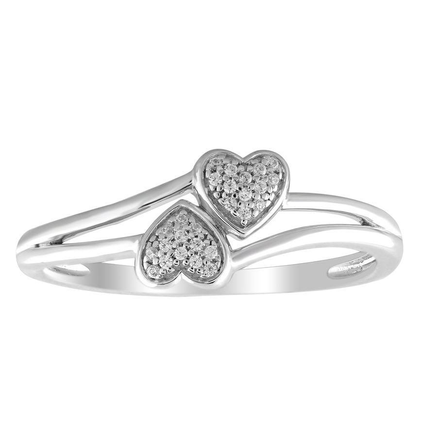 LADIES RING 0.05CT ROUND DIAMOND 10K WHITE GOLD