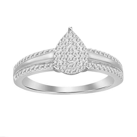 LADIES RING 0.33CT ROUND DIAMOND 10K WHITE GOLD