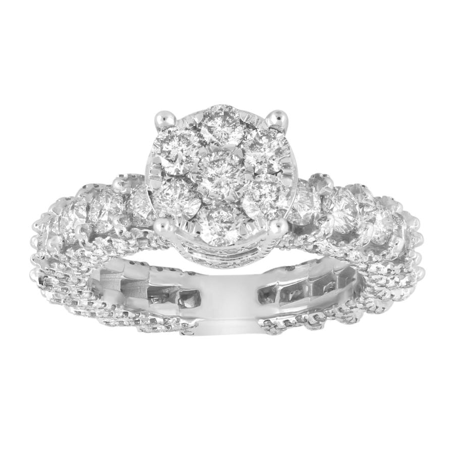 LADIES RING 3.25CT ROUND DIAMOND 14K WHITE GOLD