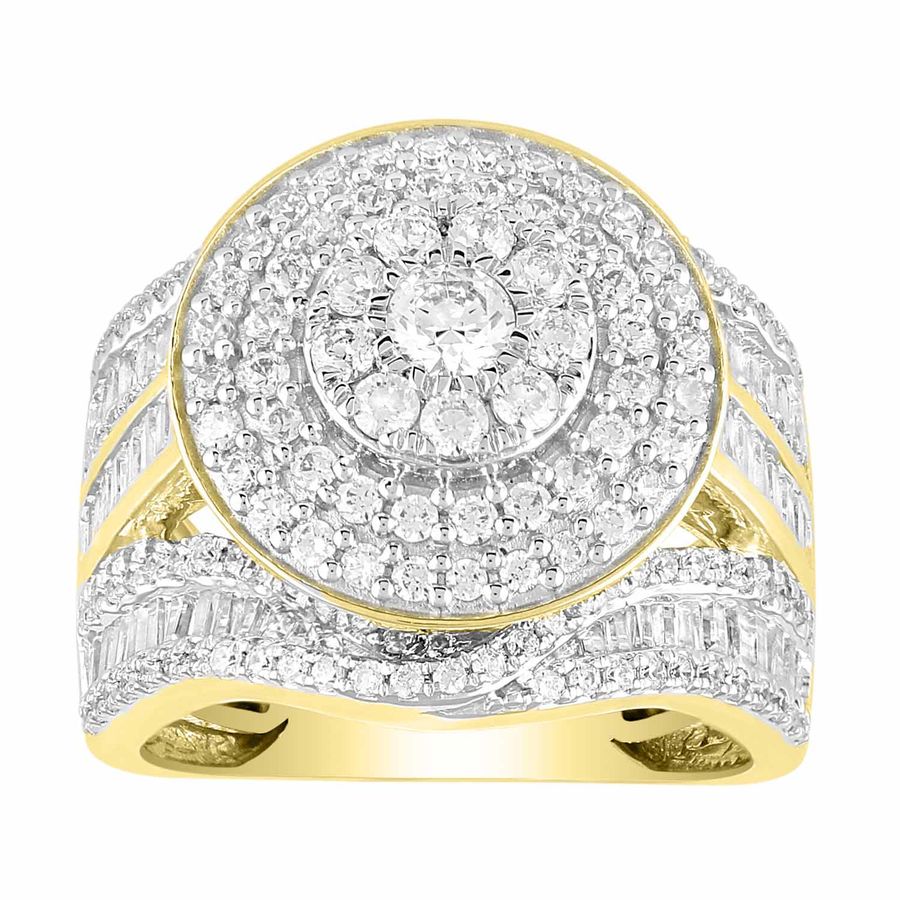 LADIES BRIDAL SET 2.00CT ROUND/BAGUETTE DIAMOND 10K YELLOW GOLD