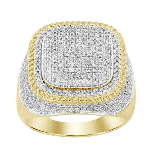 MEN'S RING 1.00CT ROUND DIAMOND 10K YELLOW GOLD