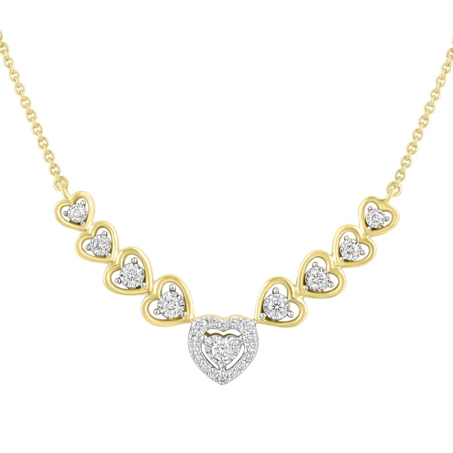 LADIES NECKLACE 0.25CT ROUND DIAMOND 10K YELLOW GOLD