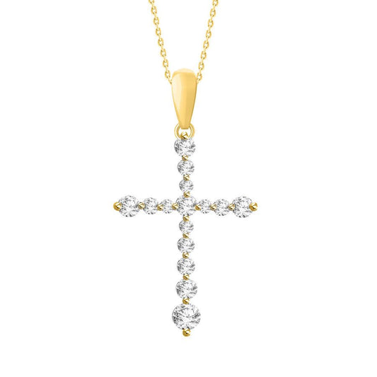 LADIES PENDANT WITH CHAIN 0.25CT ROUND DIAMOND 14K YELLOW GOLD