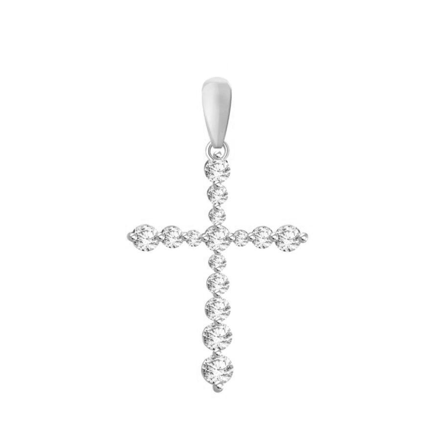 LADIES PENDANT WITH CHAIN 0.75CT ROUND DIAMOND 14K WHITE GOLD