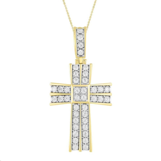 MEN'S PENDANT 1.00CT ROUND DIAMOND 10K YELLOW GOLD