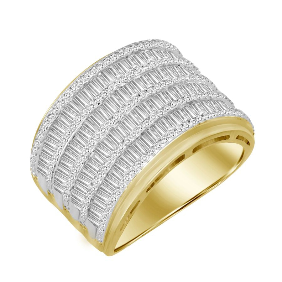 MEN'S RING 2.00CT ROUND/BAGUETTE DIAMOND 10K YELLOW GOLD