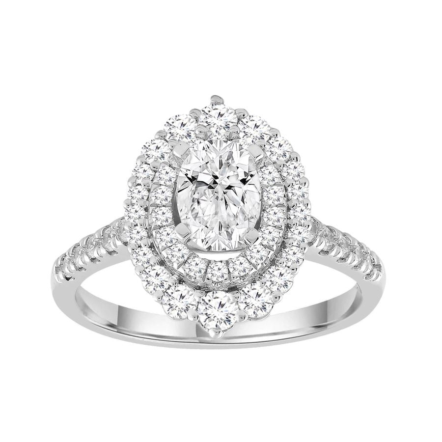 LADIES RING SEMI MOUNT 0.75CT ROUND DIAMOND 14K WHITE GOLD (CENTER STONE 1.00CT OVAL DIAMOND)