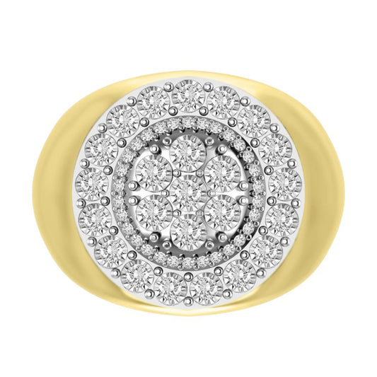 MEN'S RING 0.75CT ROUND DIAMOND 10K YELLOW GOLD