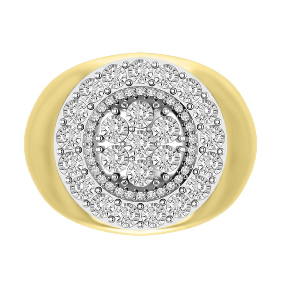 MEN'S RING 0.75CT ROUND DIAMOND 10K YELLOW GOLD