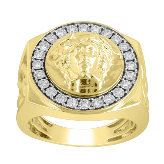 MEN'S RING 0.25CT ROUND DIAMOND 10K YELLOW GOLD