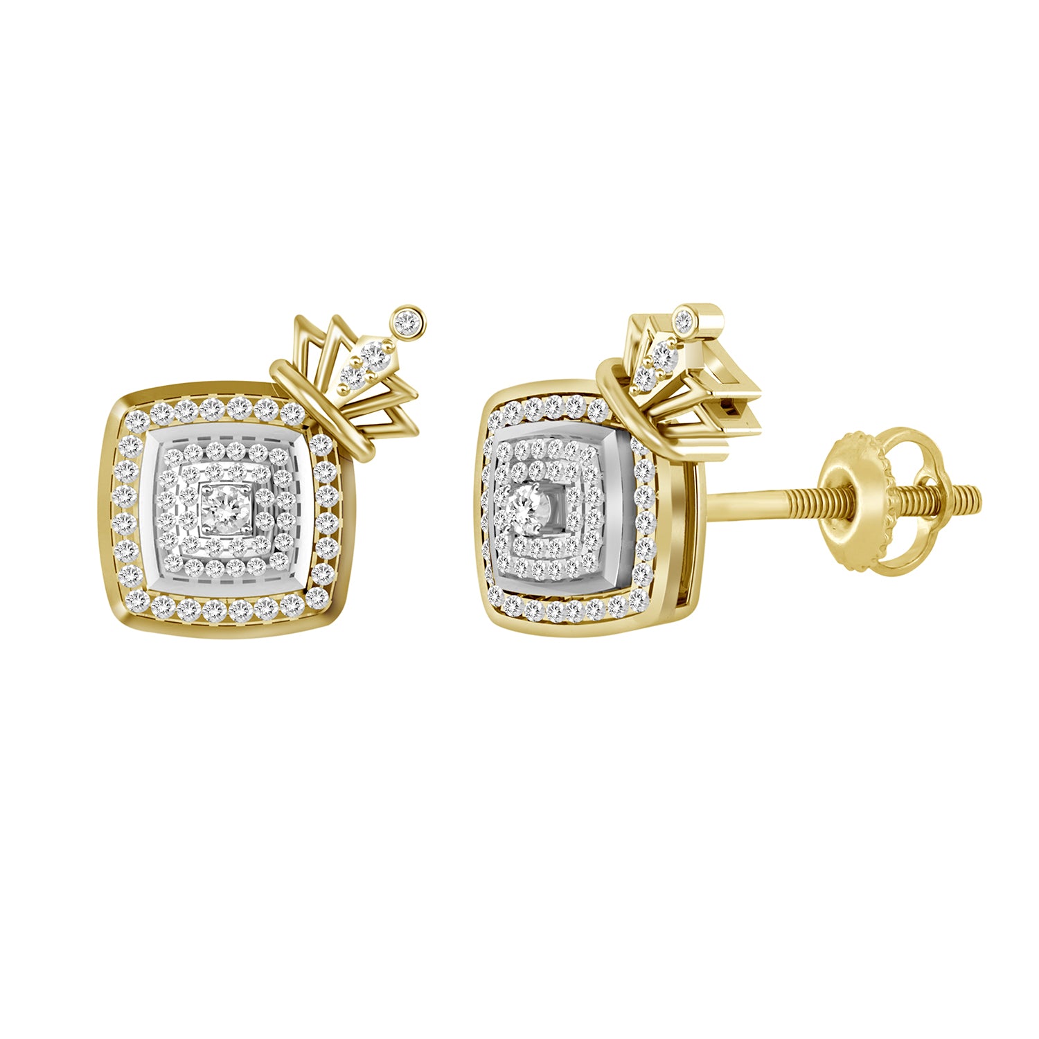 LADIES EARRINGS 0.33CT ROUND DIAMOND 10K YELLOW GOLD