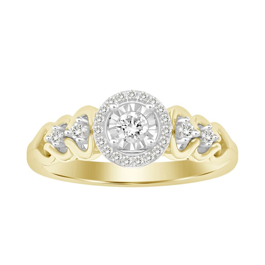 LADIES RING 0.20CT ROUND DIAMOND 10K YELLOW GOLD