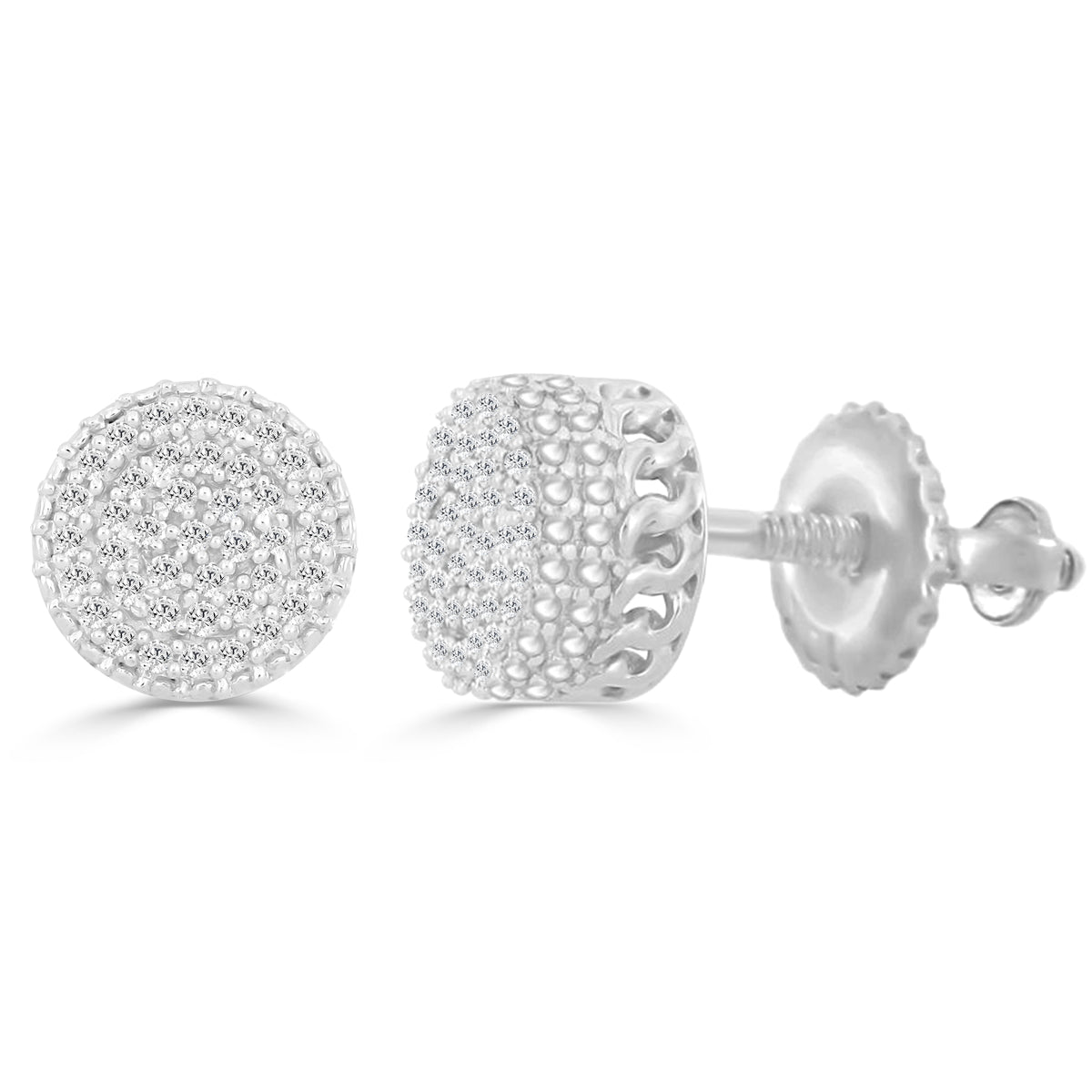 Elegant Cluster Diamond Fashion Earrings 0.15CT Round Diamond In White Sterling Silver