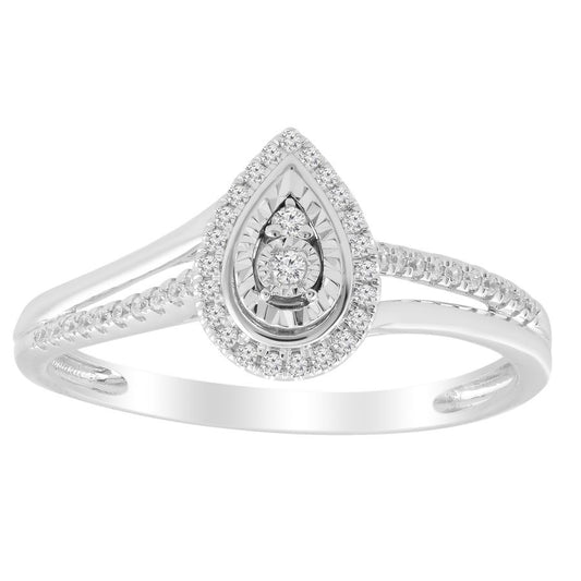 LADIES RING 0.15CT ROUND DIAMOND 10K WHITE GOLD