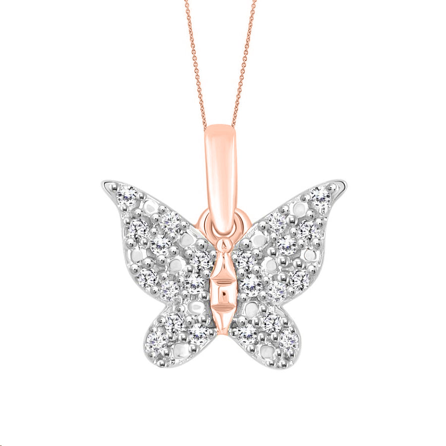 LADIES PENDANT WITH CHAIN 0.10CT ROUND DIAMOND 10K ROSE GOLD