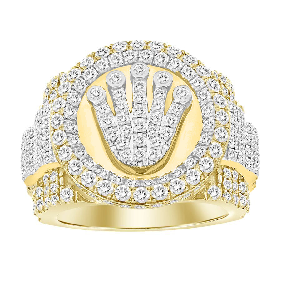 MEN'S RING 3.80CT ROUND DIAMOND 10K YELLOW GOLD