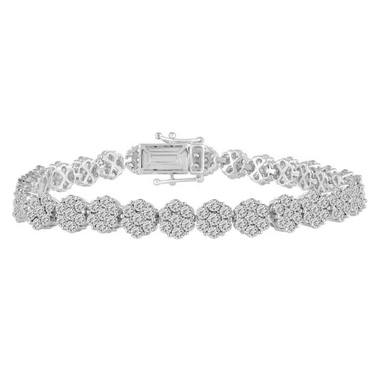 LADIES BRACELET 3.00CT ROUND DIAMOND 14K WHITE GOLD