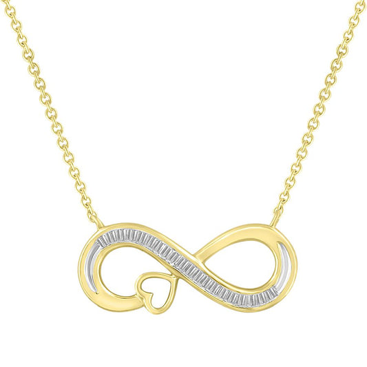 LADIES NECKLACES 0.10CT BAGUETTE DIAMOND 10K YELLOW GOLD