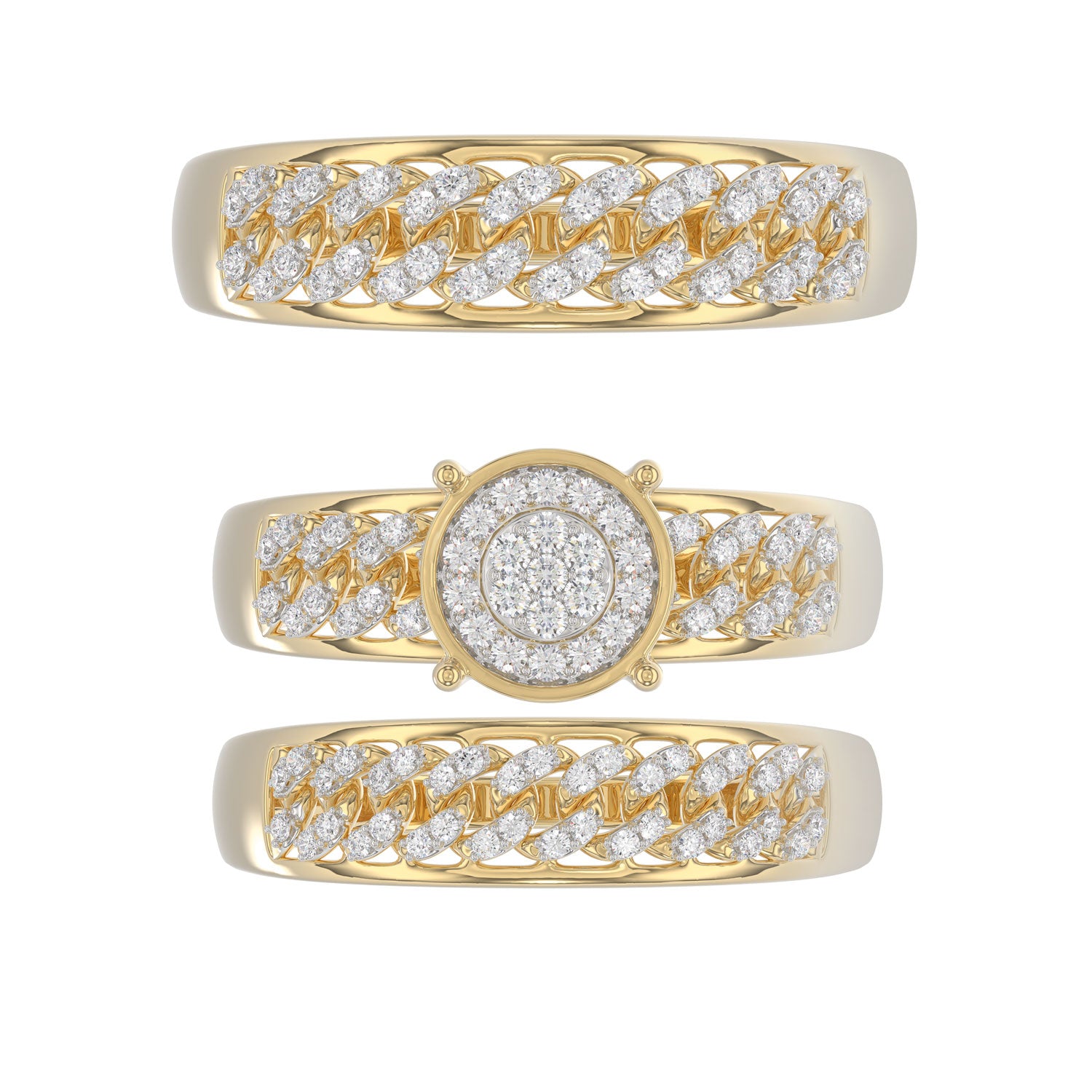 LADIES TRIO SET 0.50CT ROUND DIAMOND 10K YELLOW GOLD