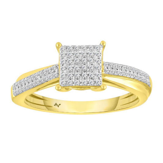 LADIES RING 0.25CT ROUND DIAMOND 10K YELLOW GOLD