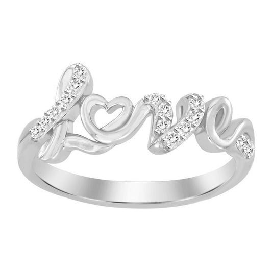 LADIES RING 0.10CT ROUND DIAMOND 10K WHITE GOLD