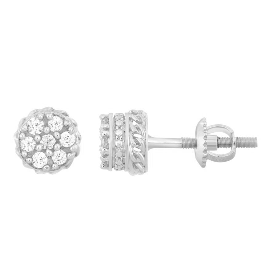 Sterling Silver 0.15CT Round Diamond Fashion Earrings In Elegant Ladies Diamond Earrings