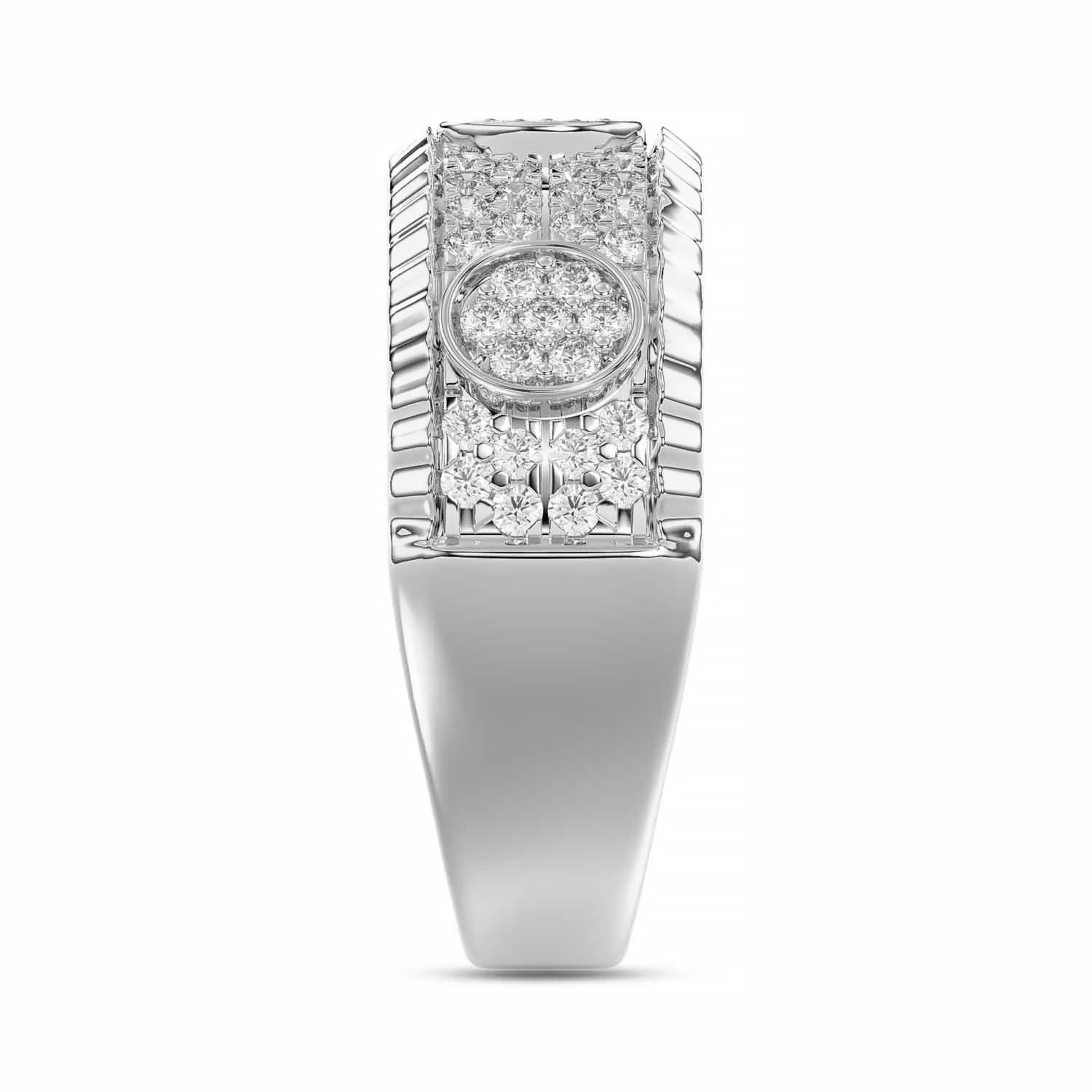 MEN'S RING 0.75CT ROUND DIAMOND 10K WHITE GOLD