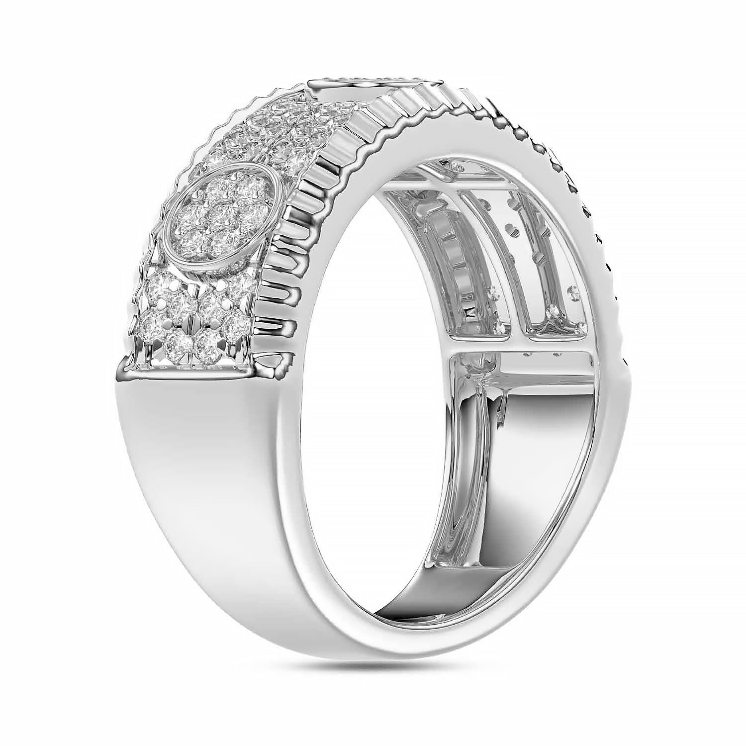 MEN'S RING 0.75CT ROUND DIAMOND 10K WHITE GOLD