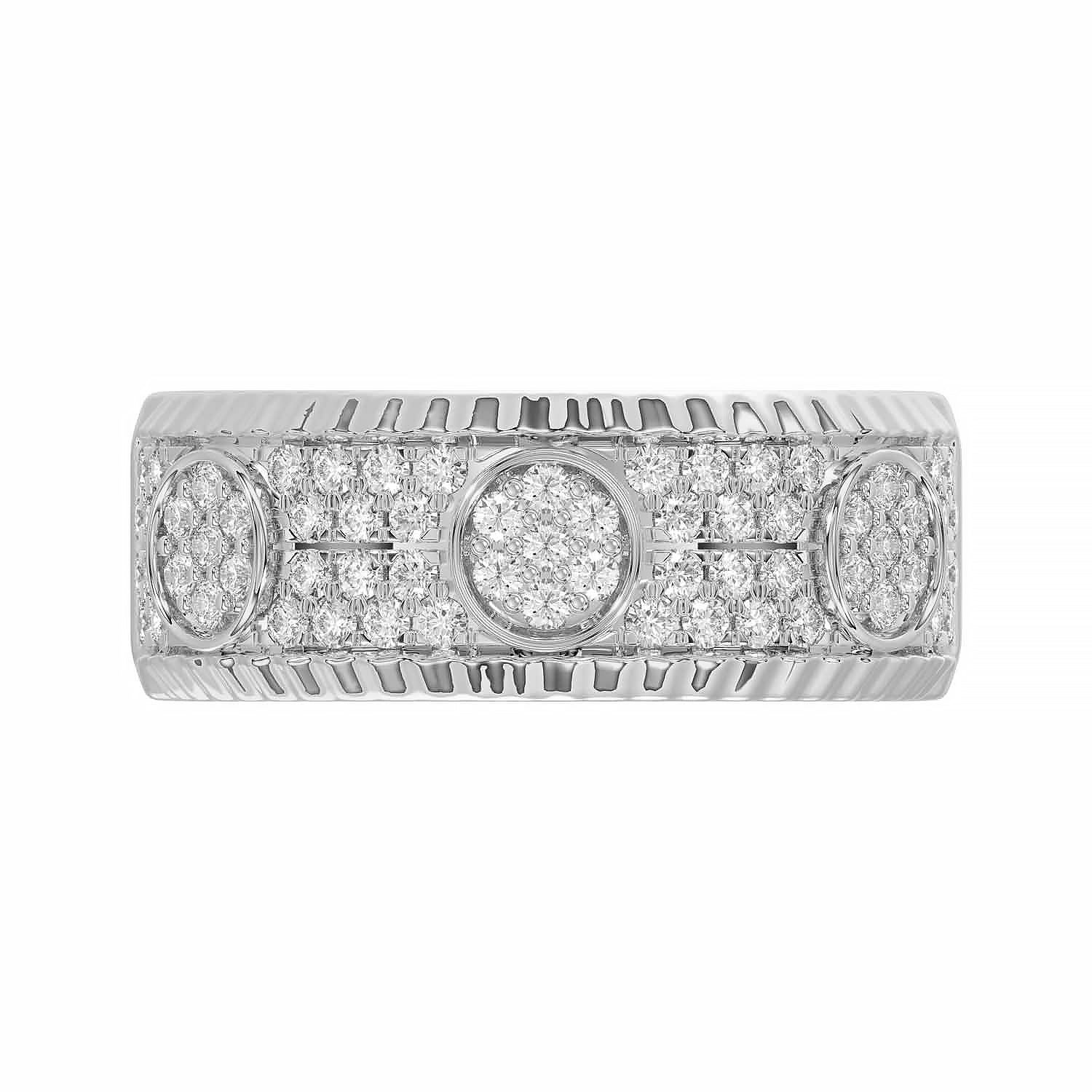 MEN'S RING 0.75CT ROUND DIAMOND 10K WHITE GOLD