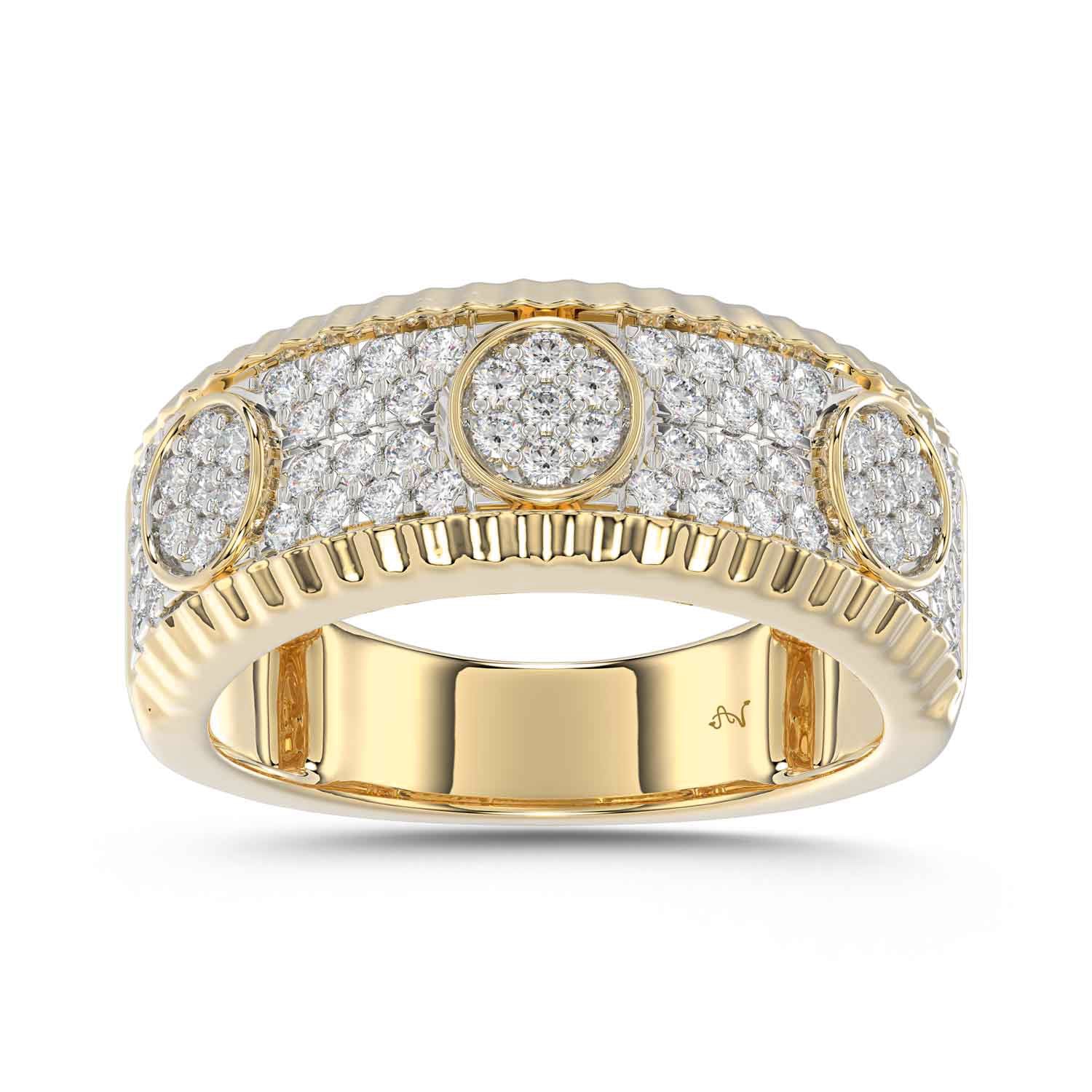 MEN'S RING 0.75CT ROUND DIAMOND 10K YELLOW GOLD