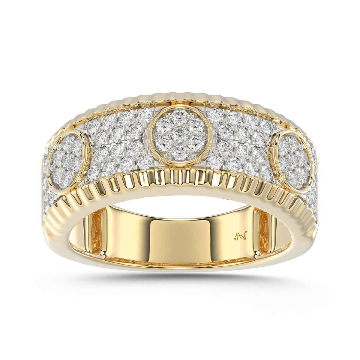MEN'S RING 0.75CT ROUND DIAMOND 10K YELLOW GOLD