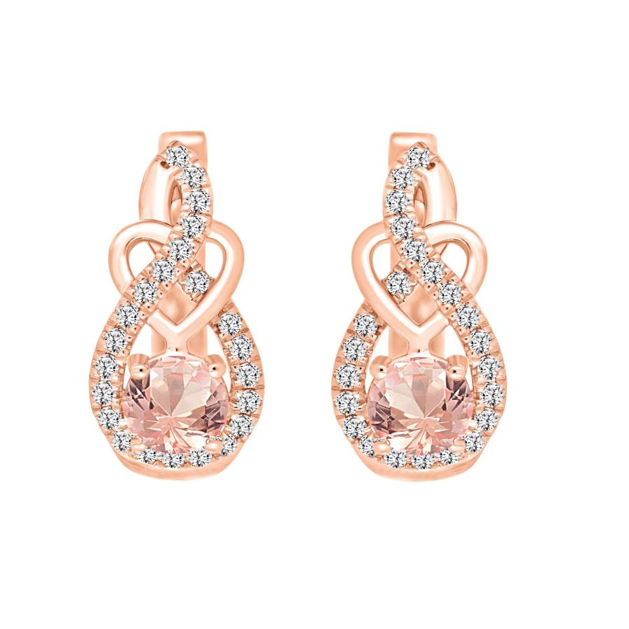 LADIES EARRINGS 1.20CT ROUND DIAMOND 10K ROSE GOLD