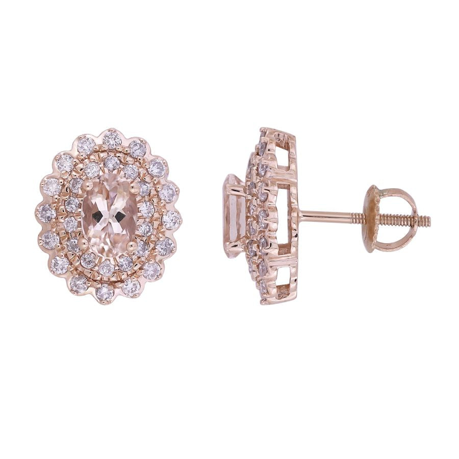 LADIES EARRINGS 1.33CT ROUND DIAMOND 10K ROSE GOLD