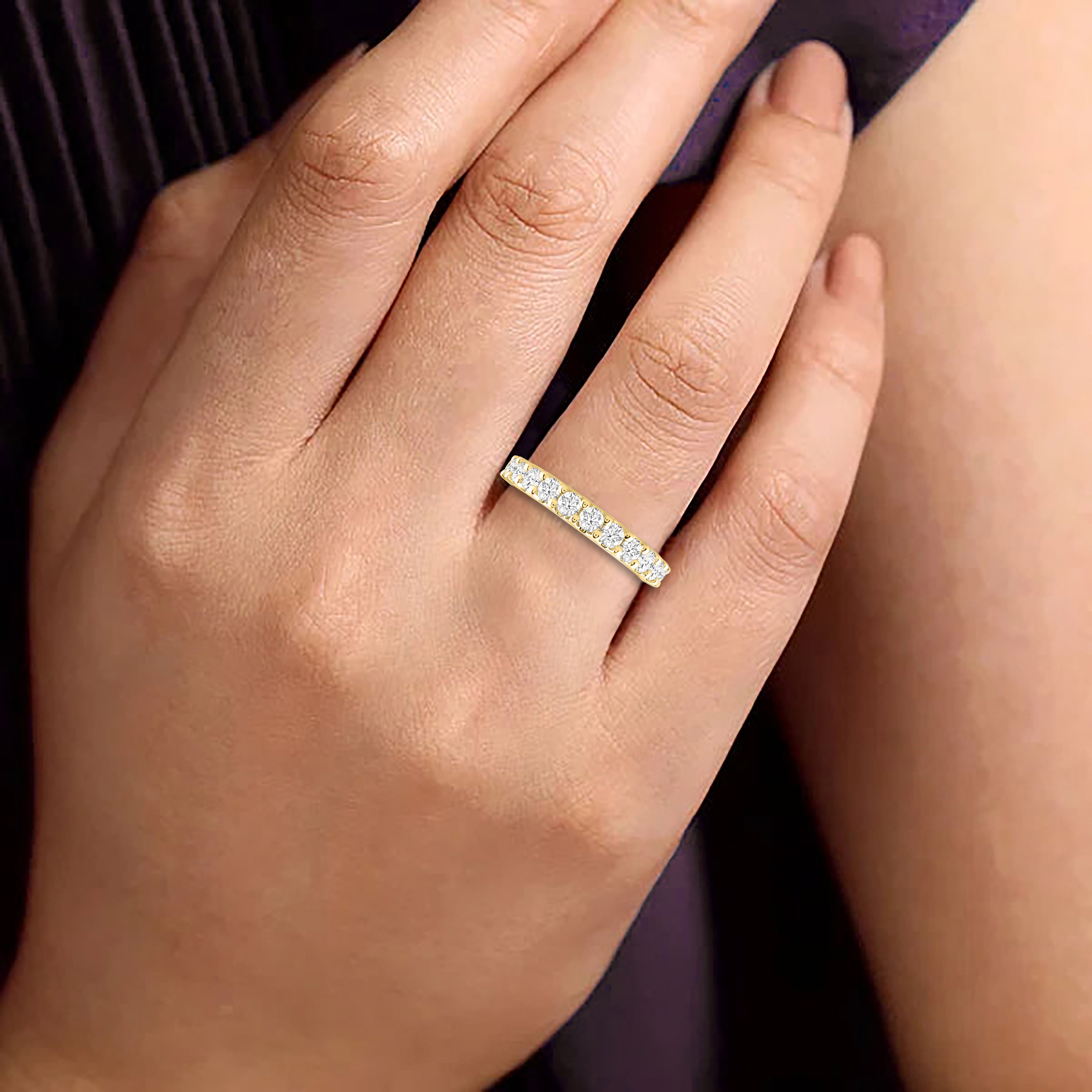 LADIES BAND 1.00CT ROUND DIAMOND 14K YELLOW GOLD