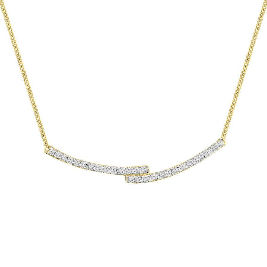 LADIES NECKLACE 0.20CT ROUND DIAMOND 10K YELLOW GOLD