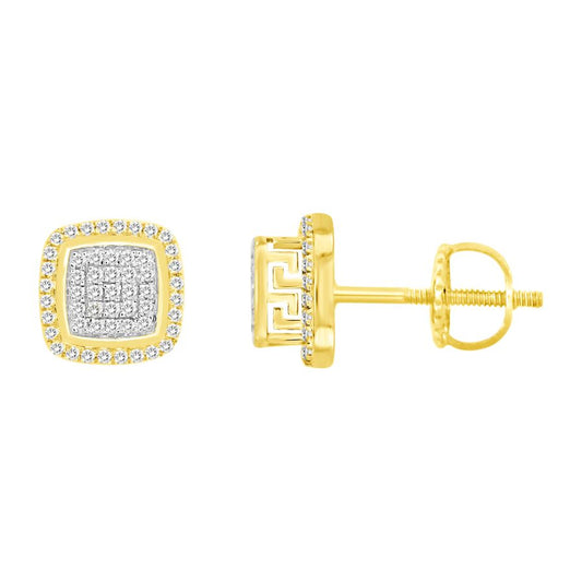 LADIES STUD EARRINGS 0.25CT ROUND DIAMOND 10K YELLOW GOLD