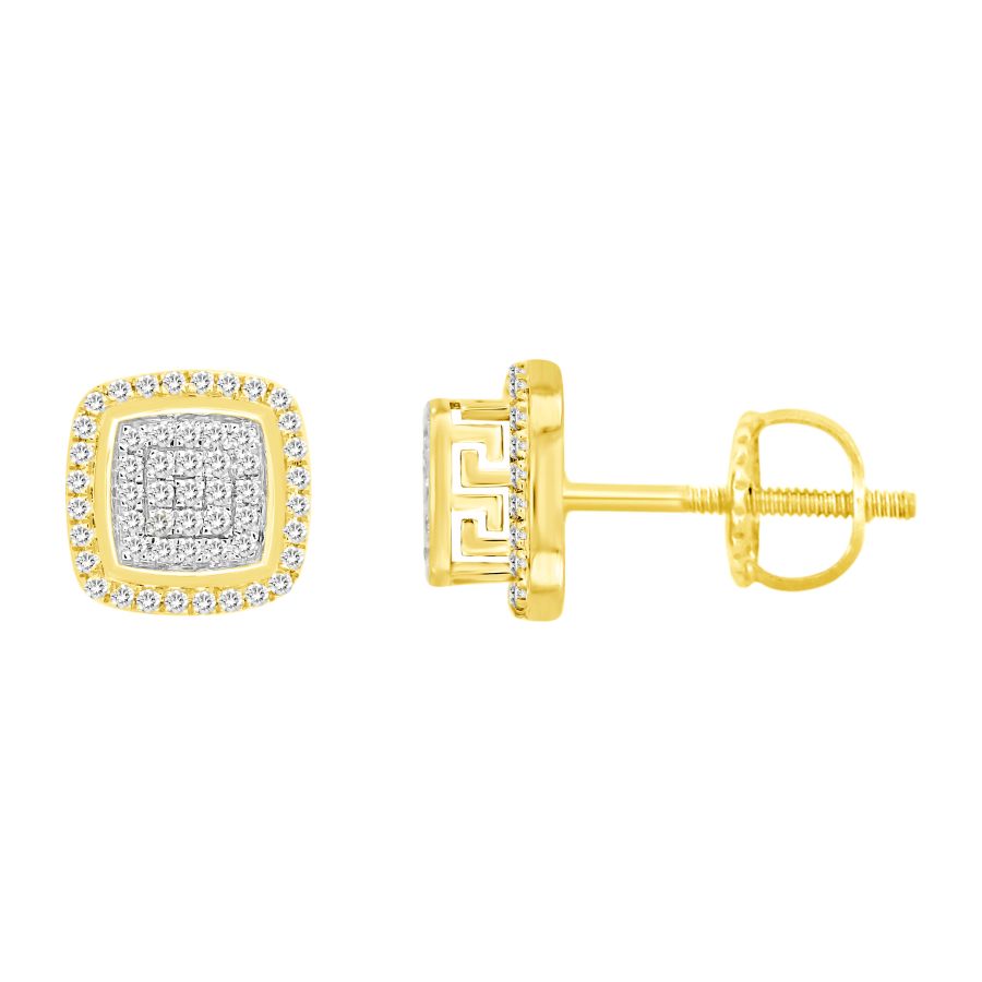 LADIES STUD EARRINGS 0.25CT ROUND DIAMOND 10K YELLOW GOLD